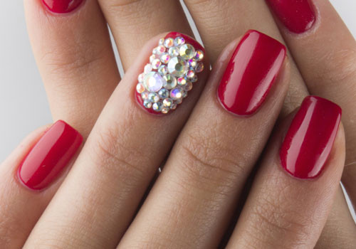 Red Nail Designs With Rhinestones
 Red Nails with Rhinestones t