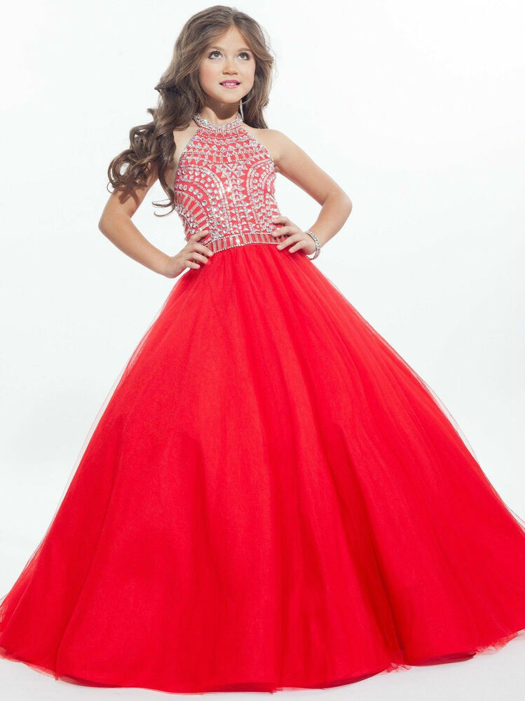 Red Party Dresses For Kids
 2017 Girl kids Pageant Ball Gown Party Princess Gown