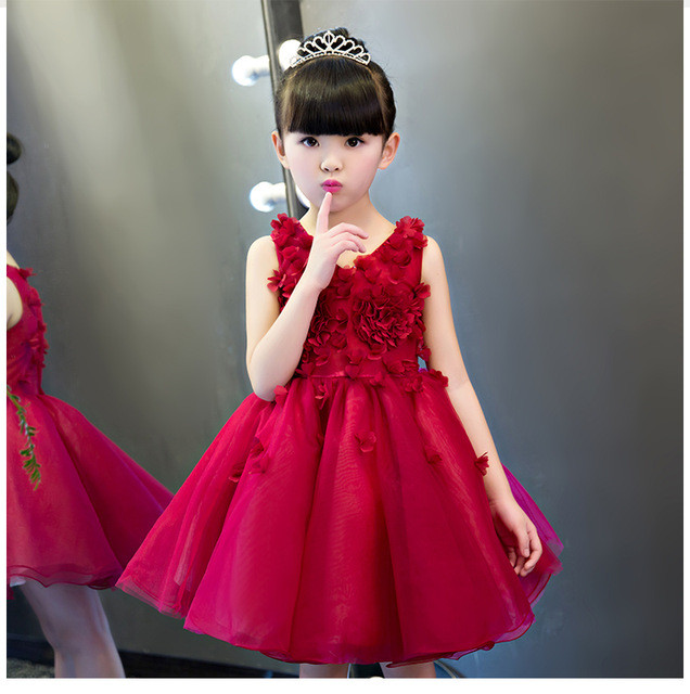 Red Party Dresses For Kids
 2017 New Arrival Flower Girl Dress Baptsim red Party