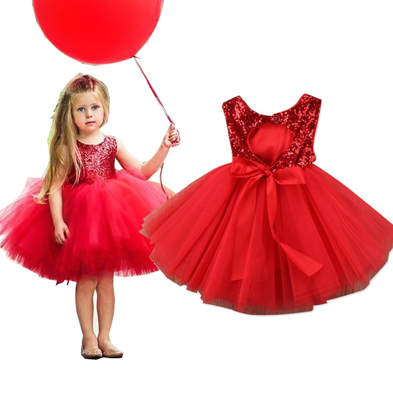 Red Party Dresses For Kids
 Children Girl summer dress red black kids sequin dresses
