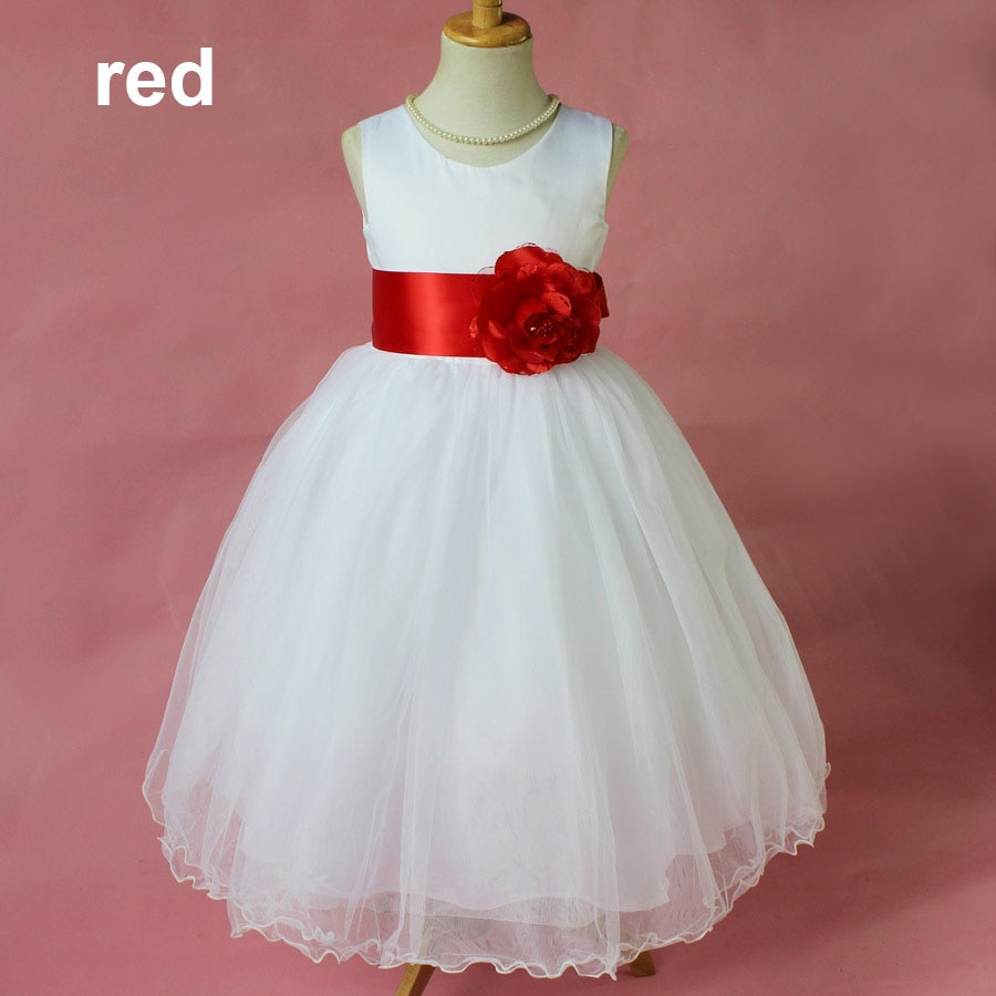 Red Party Dresses For Kids
 fashion sleeveless white and red party wear kids party