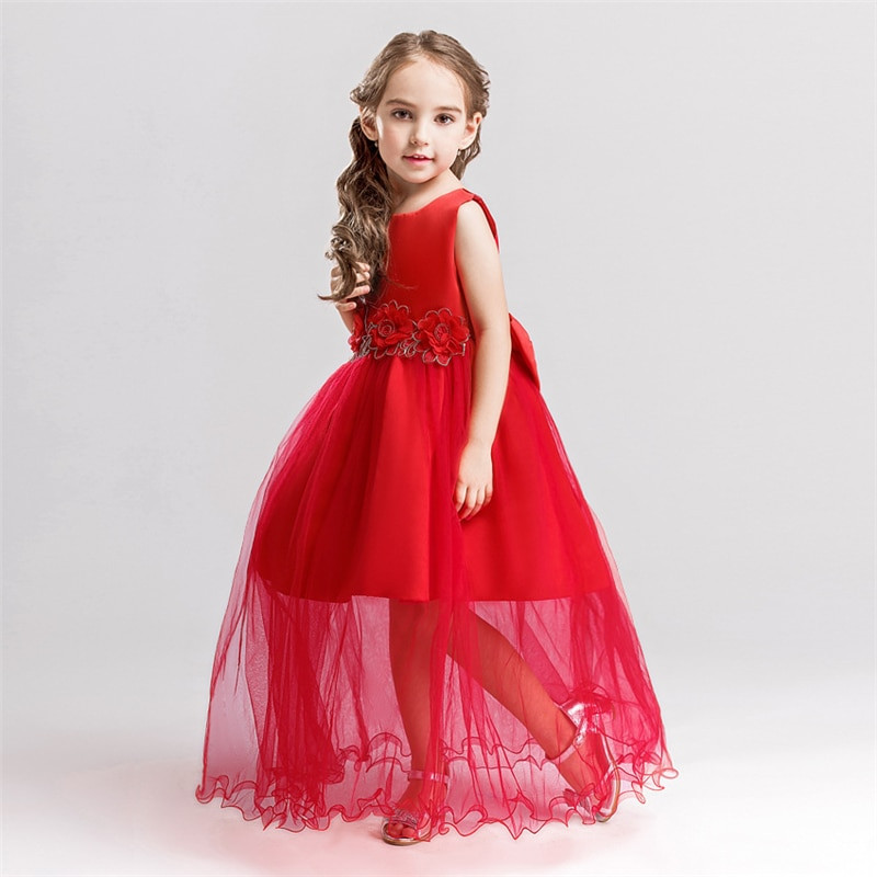 Red Party Dresses For Kids
 2017 Girls Princess Dresses Kids Bridesmaids Clothes Long