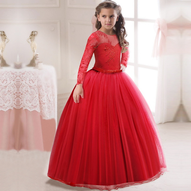 Red Party Dresses For Kids
 Red Wedding Dresses For Little Girl Long Ball Gowns Girls
