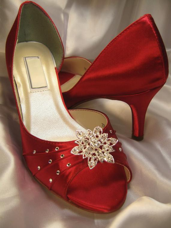 Red Shoes For Wedding
 Items similar to Wedding Shoes Red Bridal Shoes Vintage