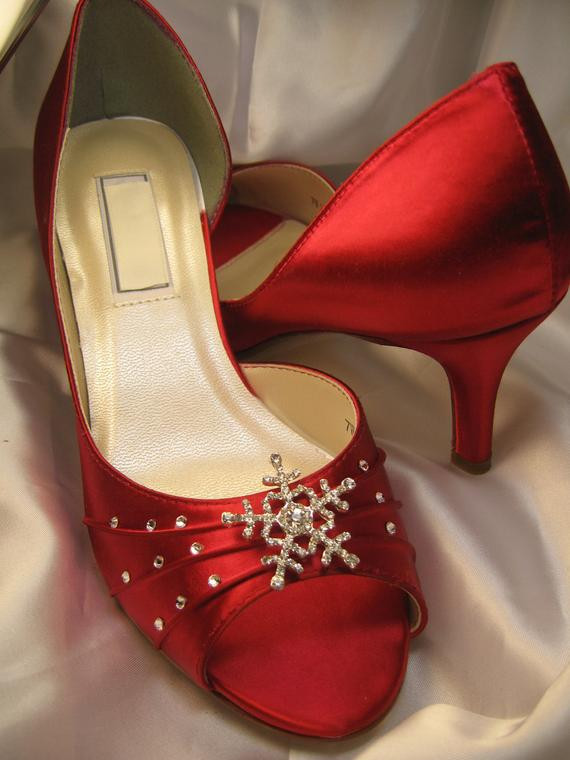 Red Shoes For Wedding
 Items similar to Winter Wedding Red Bridal Shoes with
