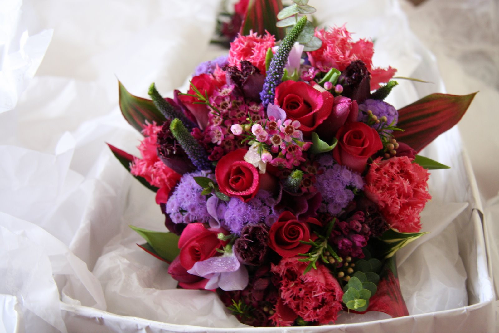 Red Wedding Flowers
 The Flower Magician Hot Pink & Purple Wedding Bouquet