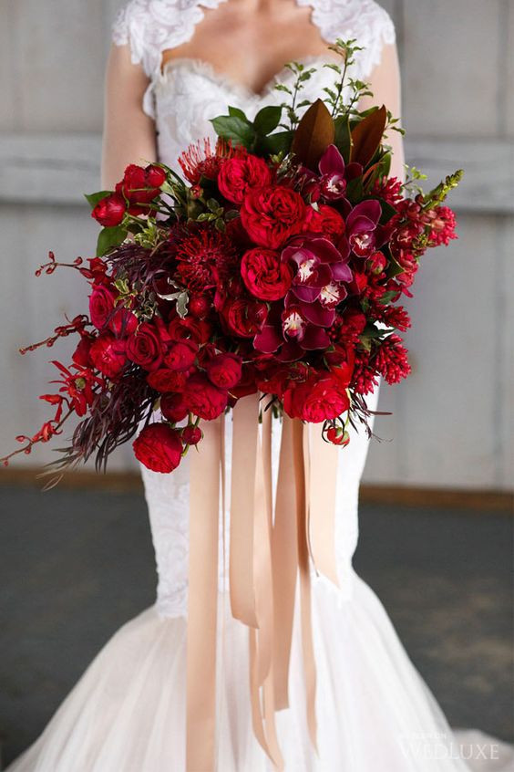 Red Wedding Flowers
 Wedding Wednesday Deep Red Bouquets