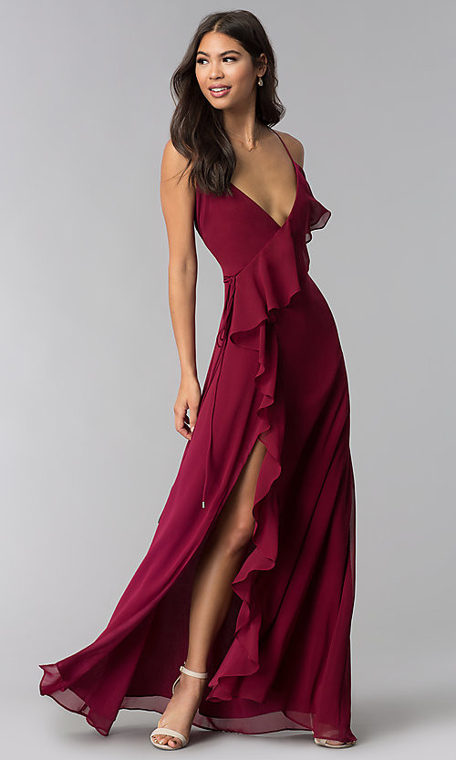 Red Wedding Guest Dresses
 Long Wine Red Wedding Guest Dress PromGirl