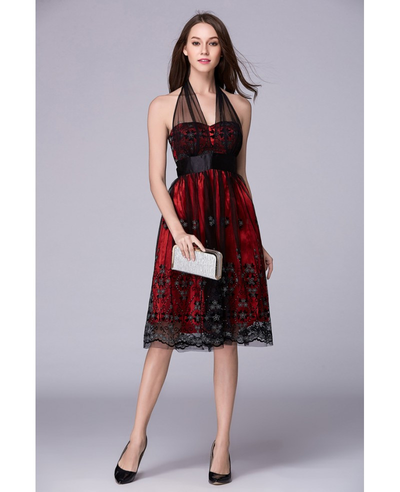 Red Wedding Guest Dresses
 y Red Halter Lace Tulle Wedding Guest Dress DK54 $62 9