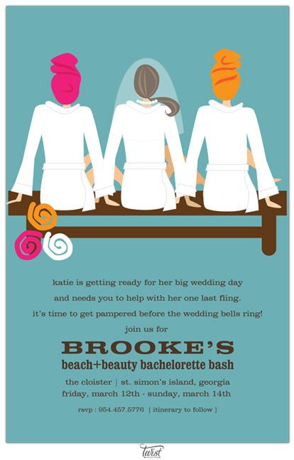 Relaxing Bachelorette Party Ideas
 Relaxing Spa Bachelorette Party Invitations