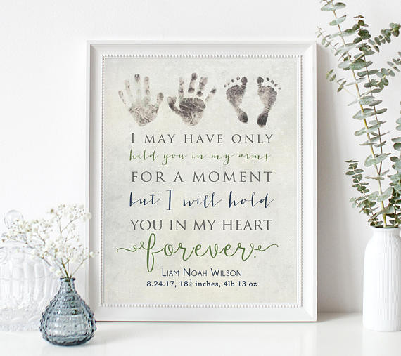 Remembrance Gifts For Loss Of Baby
 Personalized Baby Memorial Gift Print with Actual Handprints