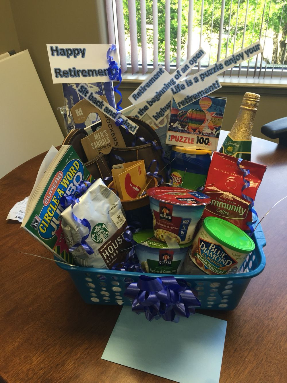 Retirement Party Gifts Ideas
 Retirement basket I made for my co worker