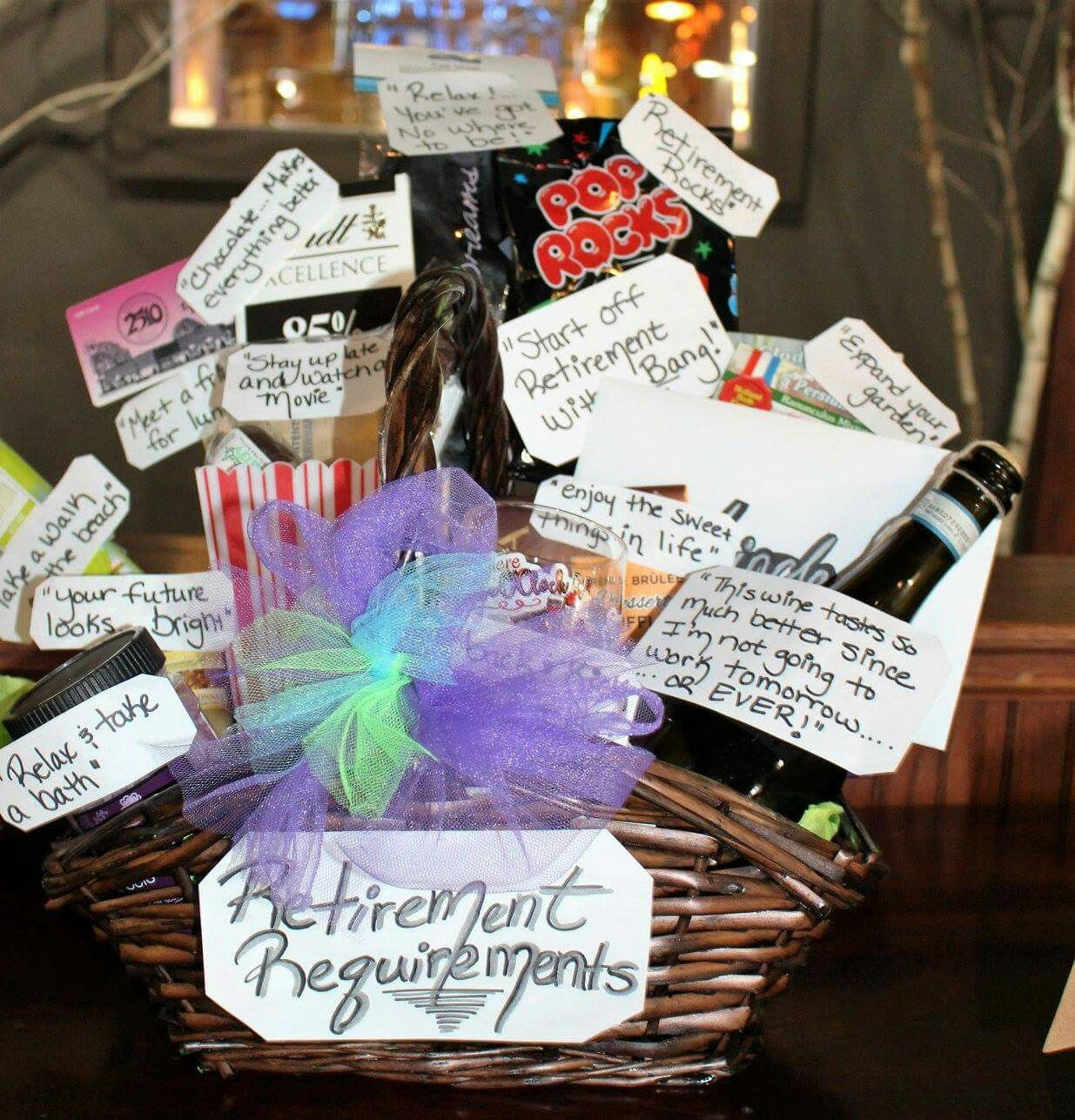 Retirement Party Gifts Ideas
 Retirement requirements basket