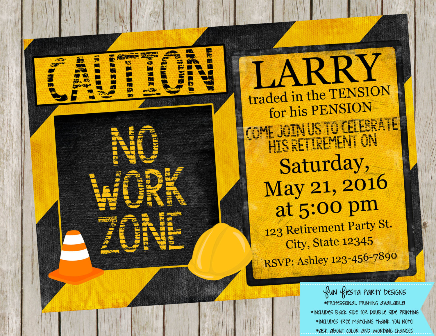 Retirement Party Invitation Ideas
 No Work Zone Retirement party invitation