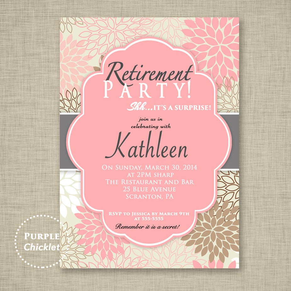 Retirement Party Invitation Ideas
 Surprise Retirement Party Invitation Pink Adult Surprise Party