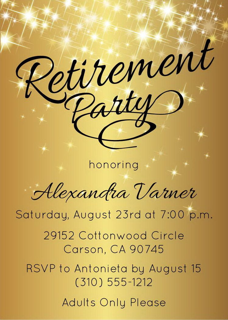 Retirement Party Invite Ideas
 Gold Retirement Invitation Gold Retirement Party