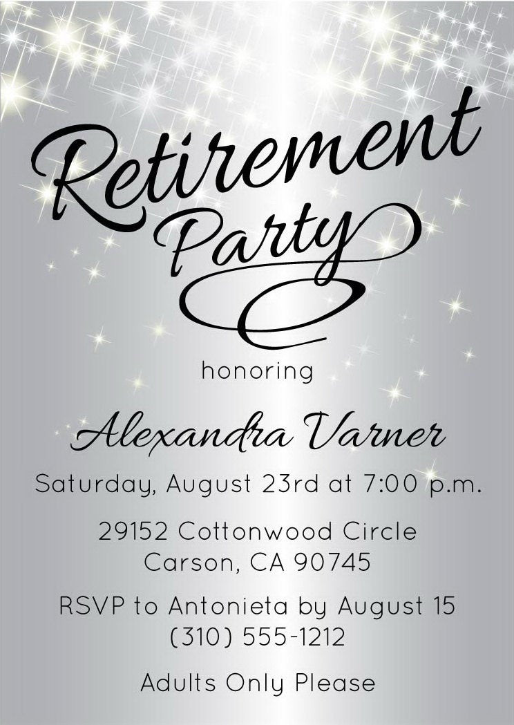 Retirement Party Wording Ideas
 Silver Retirement Party Invitation Retirement Party Invite