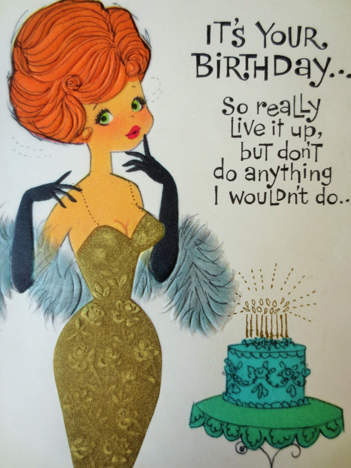 Retro Birthday Cards
 Vintage Greeting Card Birthday Card Bombshell Woman