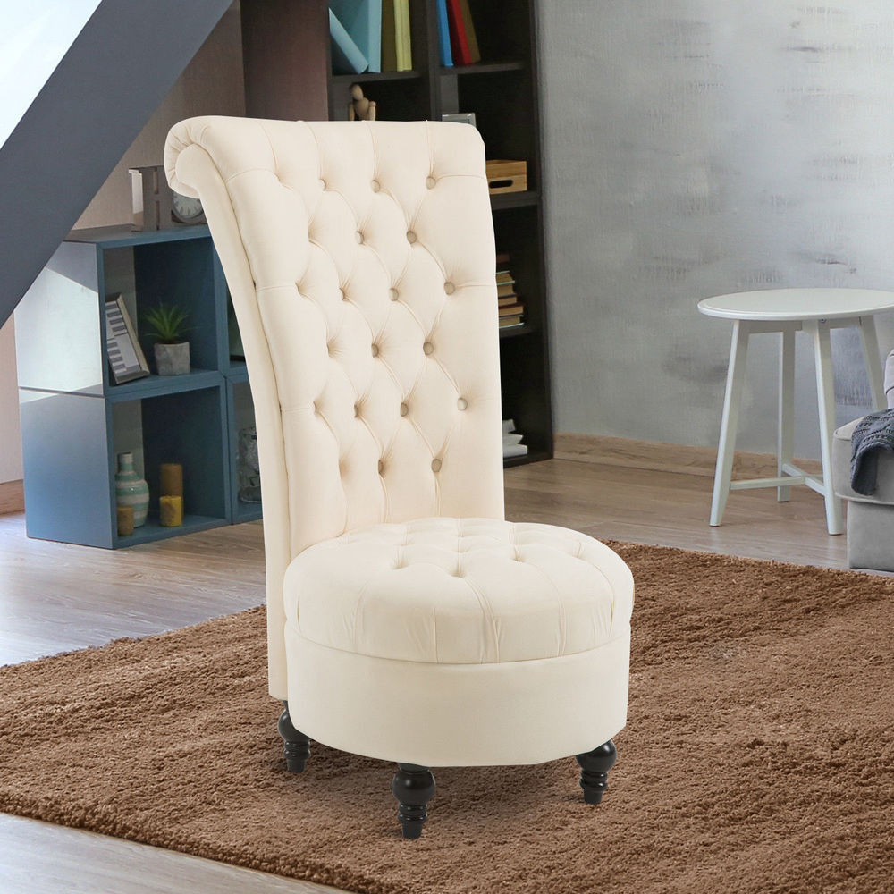 Retro Living Room Chair
 HOM High Back Tufted Armless Chair Accent Retro Living
