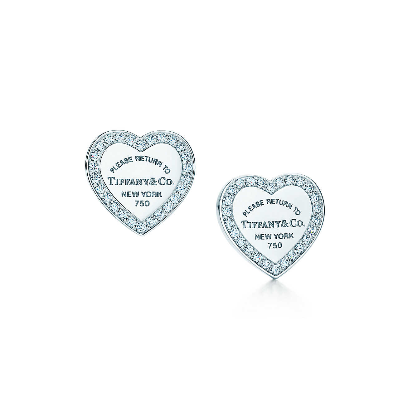 Return To Tiffany Earrings
 Return to Tiffany™ mini heart tag earrings in 18k white