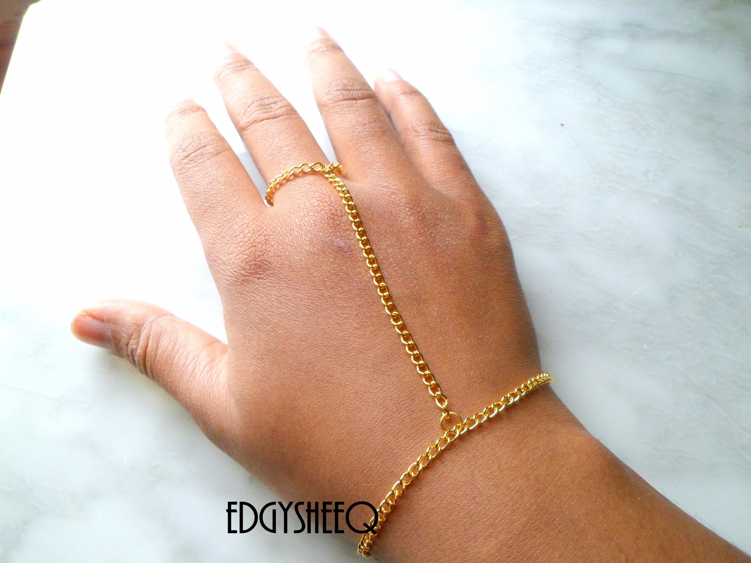 Ring To Wrist Bracelet
 Gold Hand Chain Attached Ring to Bracelet Simple hand to