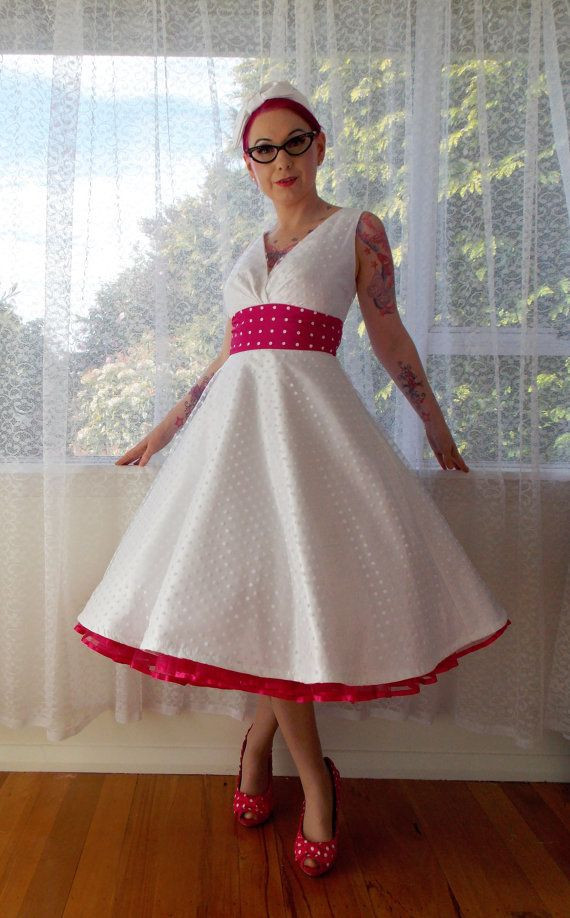Rockabilly Wedding Dress
 1950 s Rockabilly "Fenella" Wedding Dress with Polka Dot