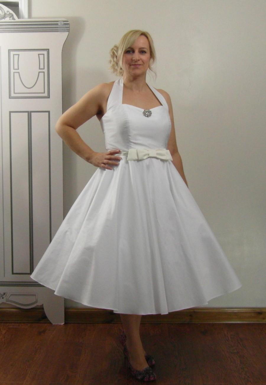 Rockabilly Wedding Dress
 The Mary Jane Tea Length Halter Neck Rockabilly Wedding