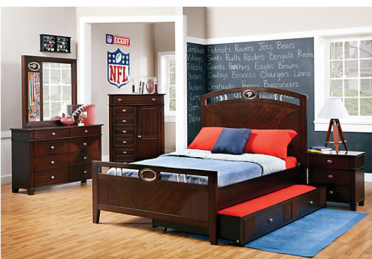 Room To Go Furniture Kids
 NFL Playbook 5 Pc Full Panel Bedroom Bedroom Sets Dark Wood