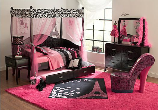 Room To Go Furniture Kids
 Shop for a Belle Noir Dark Merlot 6 Pc Zebra Canopy Daybed