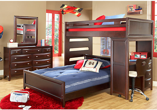 Room To Go Furniture Kids
 Ivy League Cherry Twin Full Student Loft Bedroom Twin