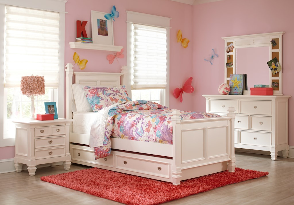 Room To Go Kids Furniture
 Belmar White 5 Pc Twin Poster Bedroom Teen Bedroom Sets