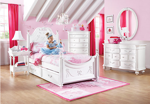 Room To Go Kids Furniture
 Disney Princess White Twin Poster Bedroom Contemporary