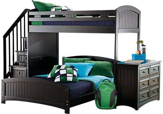 Room To Go Kids Outlet
 Shop for a Cottage Colors Black Twin Full Step Loft w