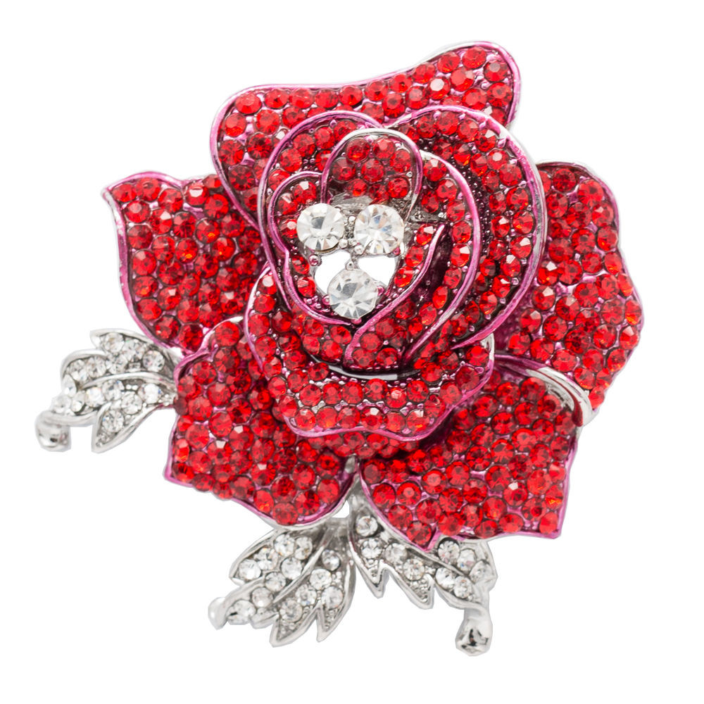 Rose Brooches
 9 Color Rhinestone Crystals Lovely Rose Flower Brooch