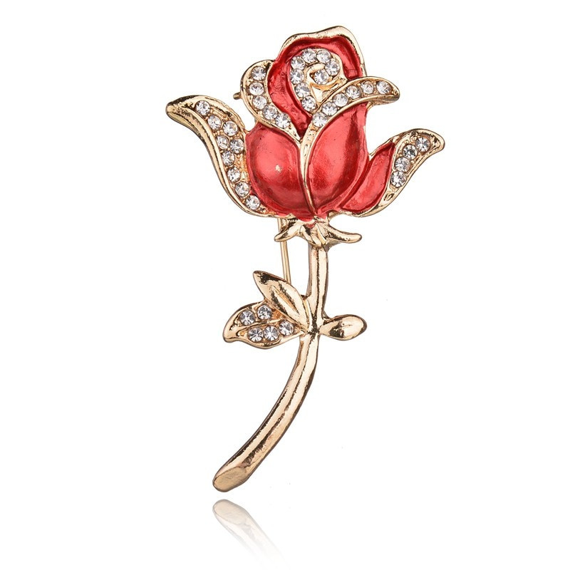 Rose Brooches
 MissCyCy Elegant Rose Flower Brooch Pin Fashion Rhinestone