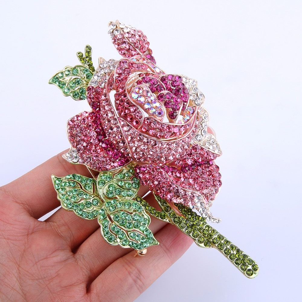 Rose Brooches
 BELLA Elegant Gold Tone Purple & Pink Rose Flower Brooch