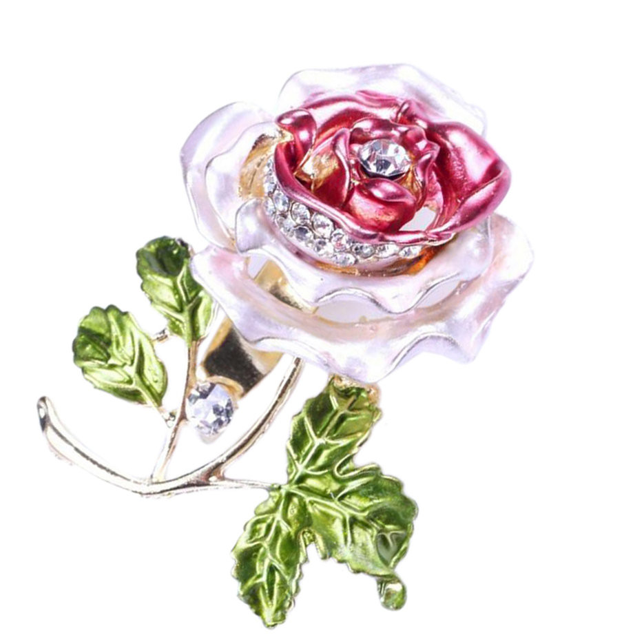 Rose Brooches
 Luxury Elegant Women Rhinestone Crystal Rose Flower Brooch