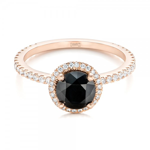 Rose Gold And Black Diamond Engagement Ring
 Custom Rose Gold and Black and White Diamond Engagement Ring