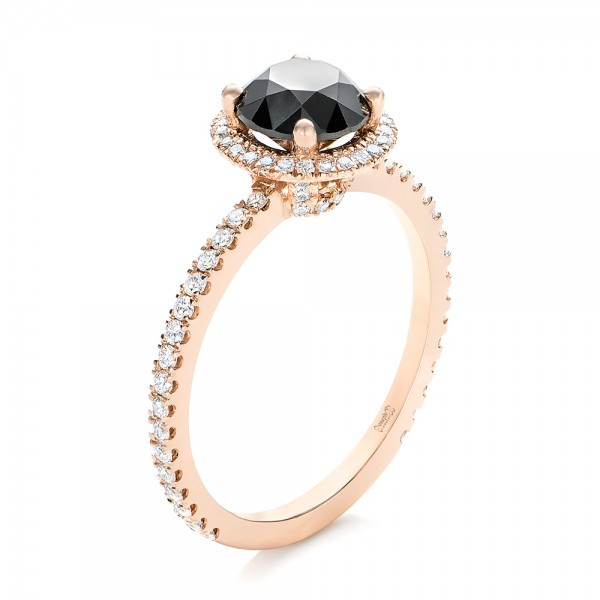 Rose Gold And Black Diamond Engagement Ring
 Custom Rose Gold and Black and White Diamond Engagement Ring