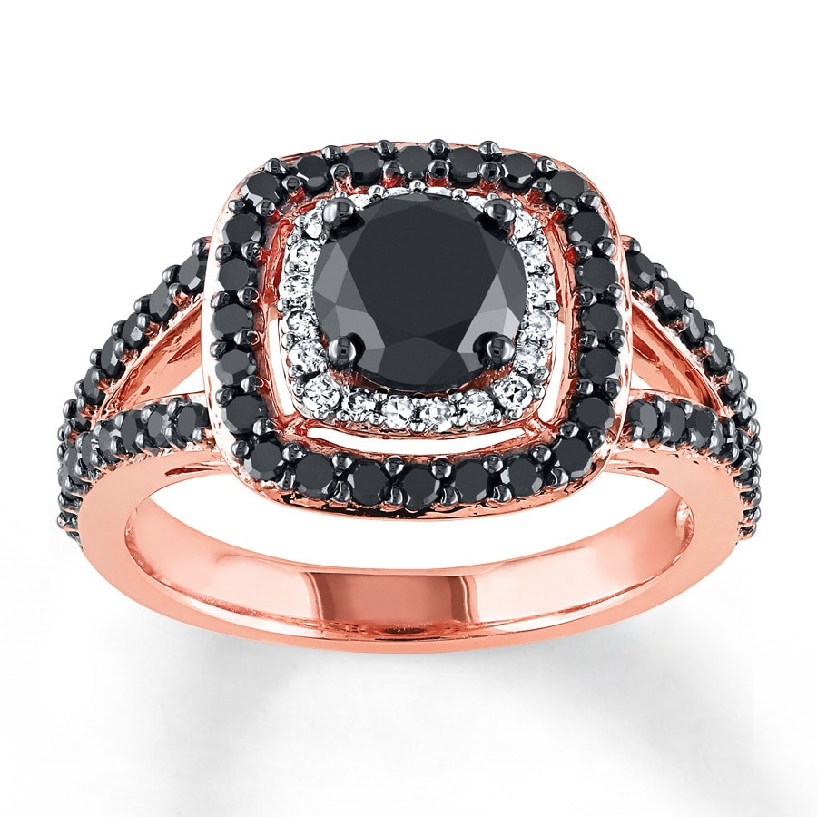 Rose Gold And Black Diamond Engagement Ring
 Black Diamond Engagement Ring 1 7 8 ct tw Round 14K Rose