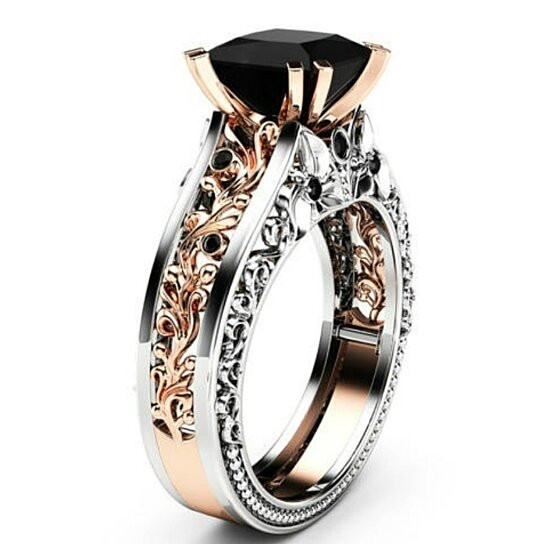Rose Gold And Black Diamond Engagement Ring
 Buy Princess Black Diamond Engagement Ring 14K Rose Gold