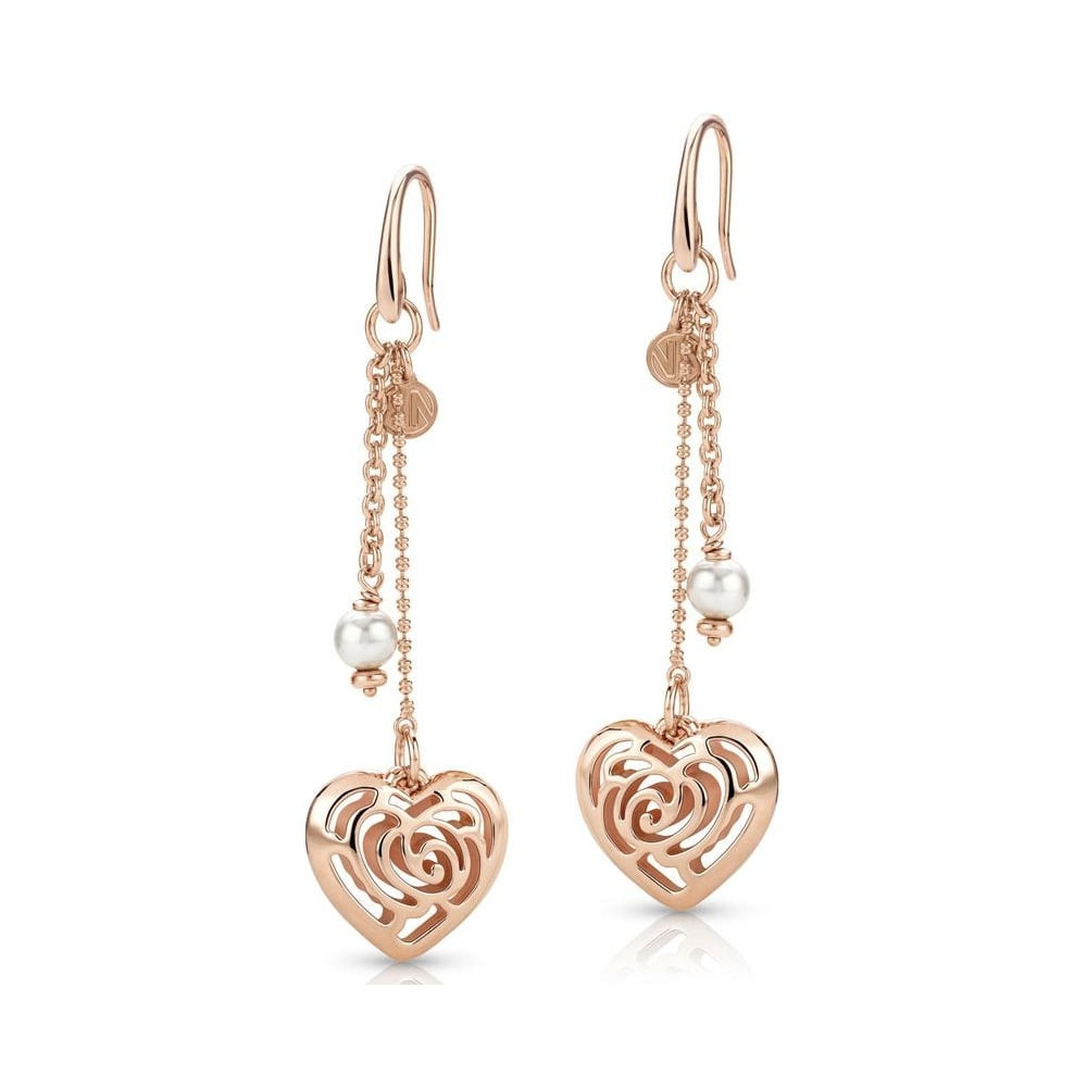 Rose Gold Drop Earrings
 Nomination Roseblush Rose Gold Heart & Pearl Drop Earrings