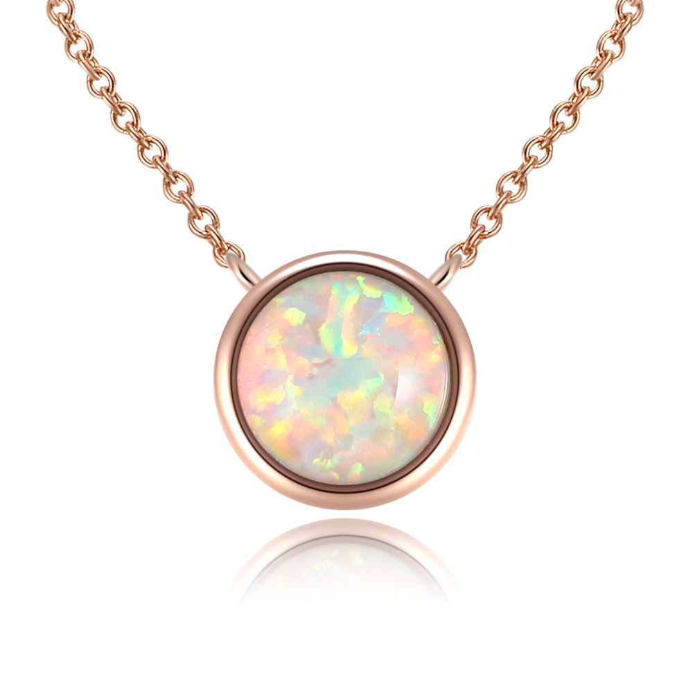 Rose Gold Opal Necklace
 Rose Gold Color Fire Opal Jewelry Necklace Pendants for