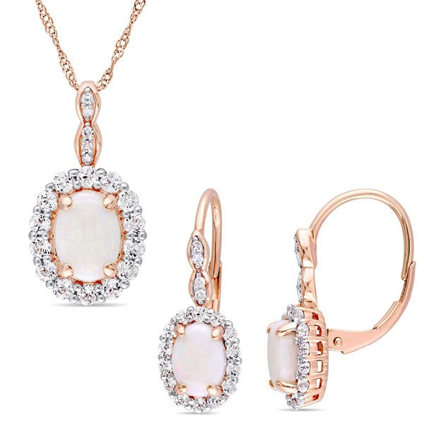 Rose Gold Opal Necklace
 Shop Miadora Signature Collection 14k Rose Gold Opal White