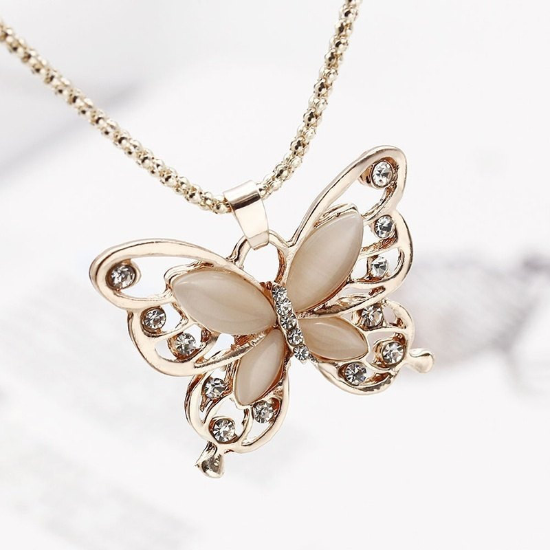 Rose Gold Opal Necklace
 2018 2017 New Rose Gold Opal Butterfly Pendant Necklace