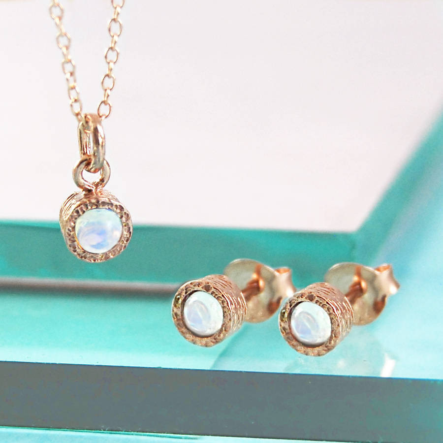 Rose Gold Opal Necklace
 rose gold opal birthstone necklace by embers