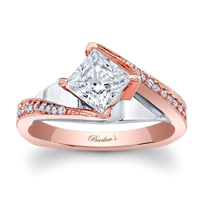 Rose Gold Wedding Band With White Gold Engagement Ring
 Barkev s Rose Gold Engagement Ring 7922LTW