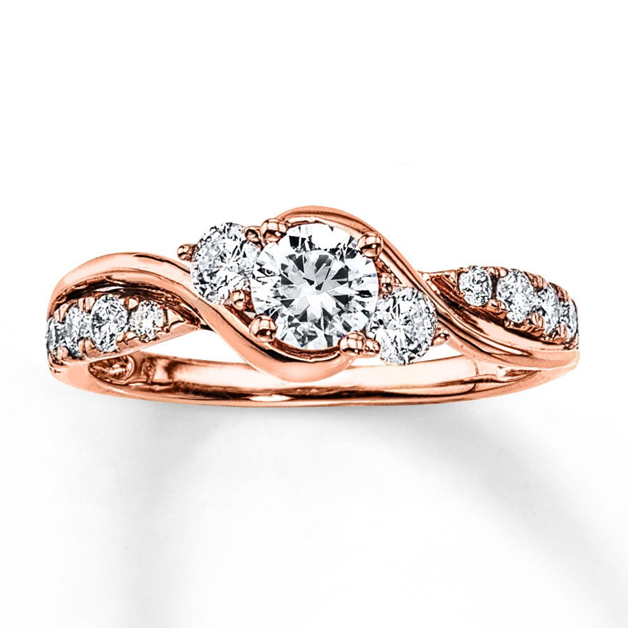 Rose Gold Wedding Ring
 Diamond Engagement Ring 7 8 ct tw Round cut 14K Rose Gold