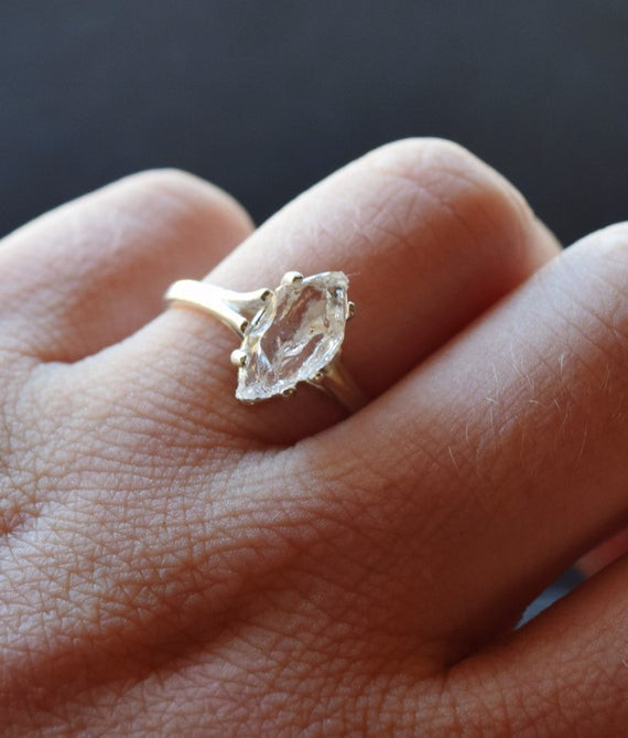 Rough Cut Diamond Engagement Ring
 Rough Uncut Raw Diamond Ring Sterling Silver Engagement by