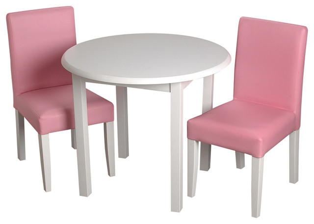 Round Kids Table
 Gift Mark Childrens White Round Table With 2 Pink